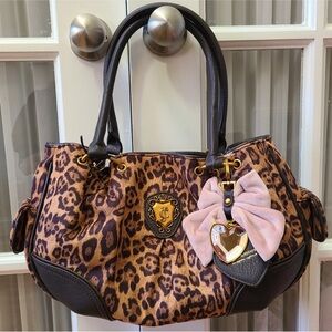 Juicy Leopard Print Handbag with Pink Bow